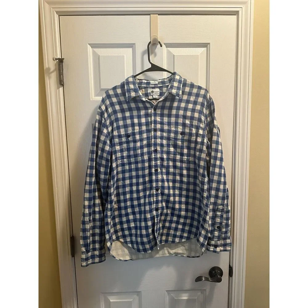 J Crew Dress Shirt Plaid Tailored Fit Long Sleeve Button‎ Up Casual Mens Large